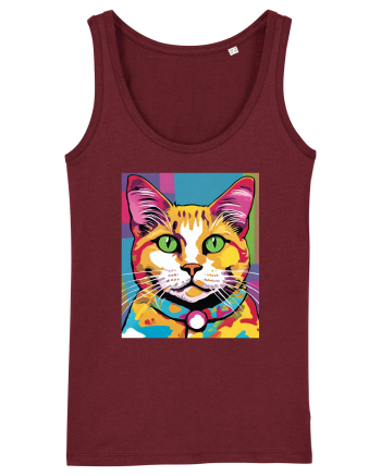 Pop Art  Cat Burgundy