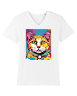 Pop Art  Cat Tricou mânecă scurtă guler V Bărbat Presenter