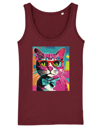 Pop Art  Cat Burgundy