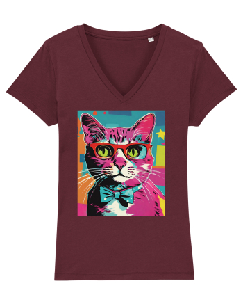 Pop Art  Cat Burgundy