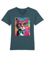 Pop Art  Cat Tricou mânecă scurtă guler V Bărbat Presenter