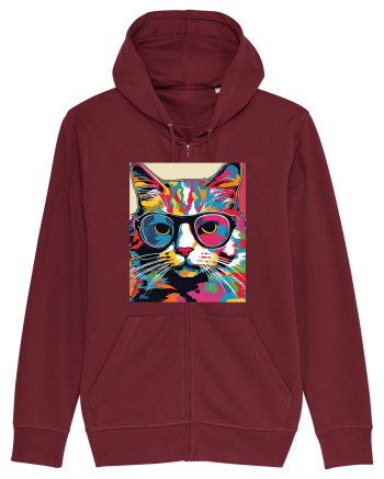 Pop Art  Cat Burgundy