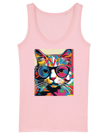 Pop Art  Cat Cotton Pink