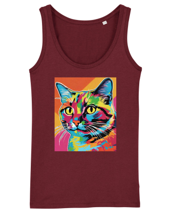 Pop Art  Cat Burgundy