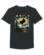 Stary Night Solar Eclipse  Tricou mânecă scurtă guler larg Bărbat Skater