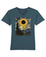 Stary Night Solar Eclipse  Tricou mânecă scurtă guler V Bărbat Presenter