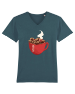Coffee Wave Tricou mânecă scurtă guler V Bărbat Presenter