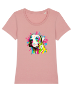 Dogo Argentino Pop Art Tricou mânecă scurtă guler larg fitted Damă Expresser