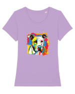 Dogo Argentino Pop Art Tricou mânecă scurtă guler larg fitted Damă Expresser