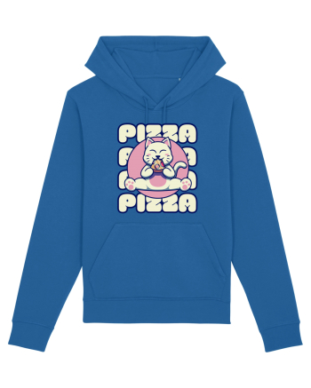 Cute kawaii cat eating pizza Royal Blue