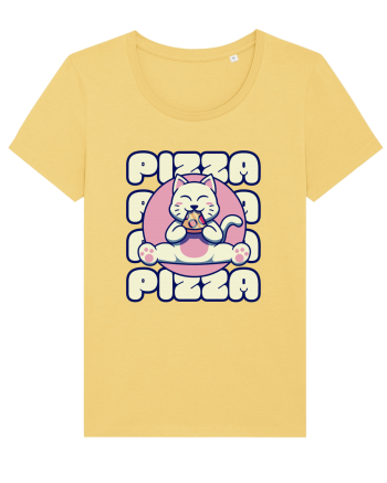 Cute kawaii cat eating pizza Jojoba