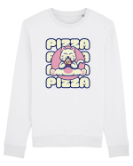 Cute kawaii cat eating pizza Bluză mânecă lungă Unisex Rise