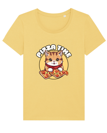 Cute kawaii cat eating pizza Jojoba