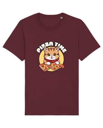 Cute kawaii cat eating pizza Burgundy