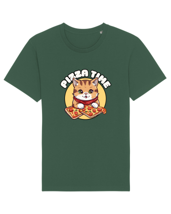 Cute kawaii cat eating pizza Bottle Green