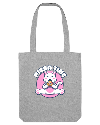 Cute kawaii cat eating pizza Heather Grey