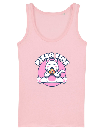 Cute kawaii cat eating pizza Cotton Pink