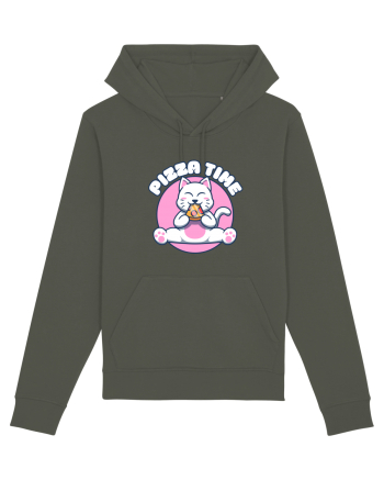 Cute kawaii cat eating pizza Khaki