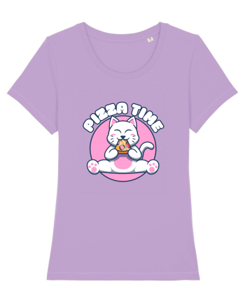 Cute kawaii cat eating pizza Lavender Dawn