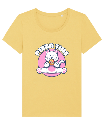 Cute kawaii cat eating pizza Jojoba