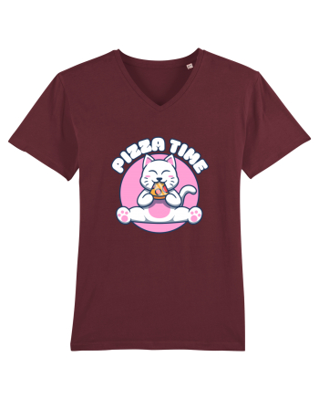 Cute kawaii cat eating pizza Burgundy