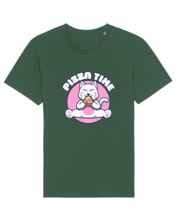Cute kawaii cat eating pizza Bottle Green
