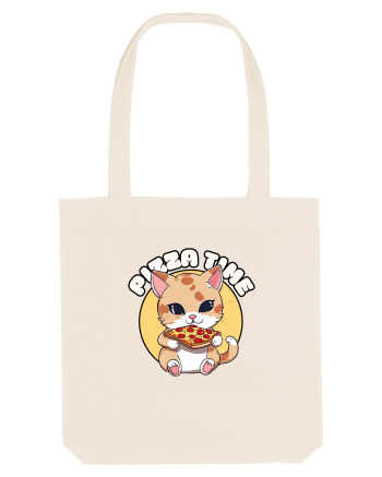 Cute kawaii cat eating pizza Natural