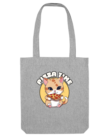 Cute kawaii cat eating pizza Heather Grey