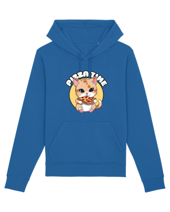 Cute kawaii cat eating pizza Royal Blue
