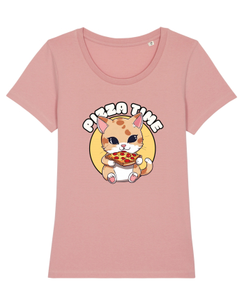 Cute kawaii cat eating pizza Canyon Pink