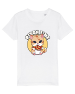 Cute kawaii cat eating pizza Tricou mânecă scurtă  Copii Mini Creator