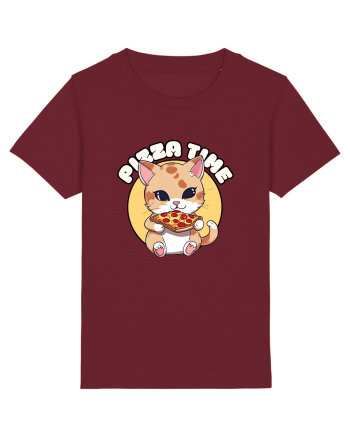 Cute kawaii cat eating pizza Burgundy