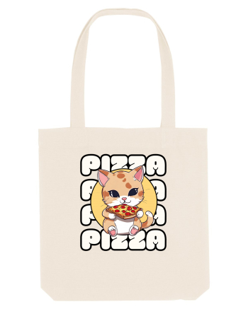 Cute kawaii cat eating pizza Natural