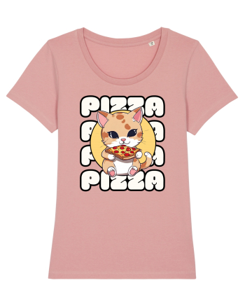 Cute kawaii cat eating pizza Canyon Pink