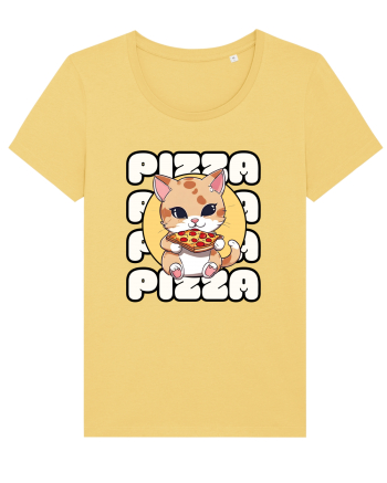 Cute kawaii cat eating pizza Jojoba