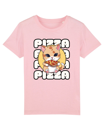 Cute kawaii cat eating pizza Cotton Pink
