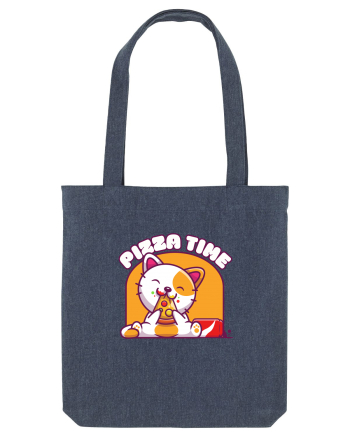 Cute kawaii cat eating pizza Midnight Blue