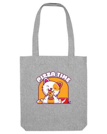 Cute kawaii cat eating pizza Heather Grey