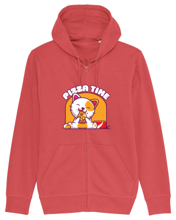 Cute kawaii cat eating pizza Carmine Red