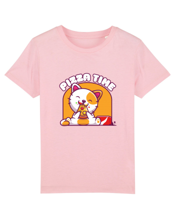 Cute kawaii cat eating pizza Cotton Pink