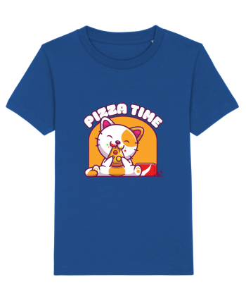 Cute kawaii cat eating pizza Majorelle Blue