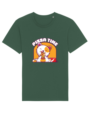Cute kawaii cat eating pizza Bottle Green