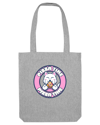 Cute kawaii cat eating pizza Heather Grey
