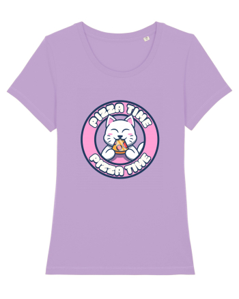 Cute kawaii cat eating pizza Lavender Dawn