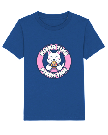Cute kawaii cat eating pizza Majorelle Blue