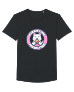 Cute kawaii cat eating pizza Tricou mânecă scurtă guler larg Bărbat Skater