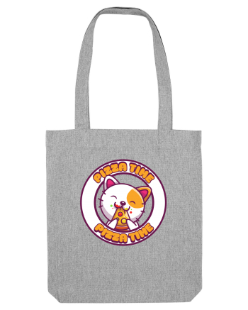 Cute kawaii cat eating pizza Heather Grey