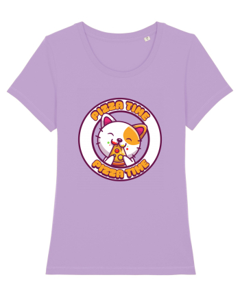 Cute kawaii cat eating pizza Lavender Dawn