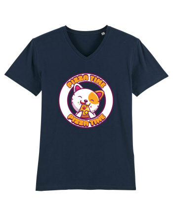 Cute kawaii cat eating pizza French Navy