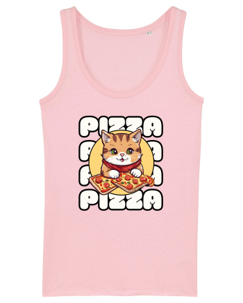 Cute kawaii cat eating pizza Cotton Pink